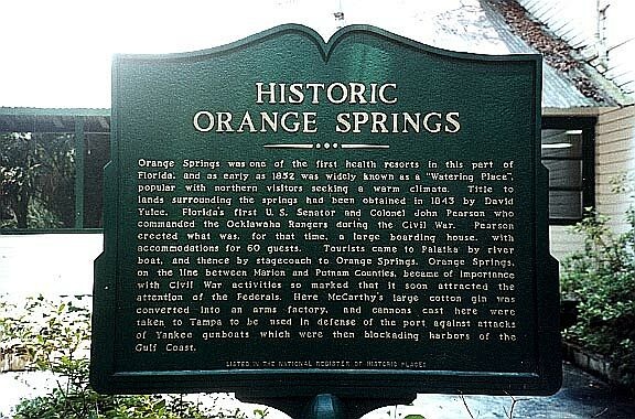 Historic marker at Orange Springs